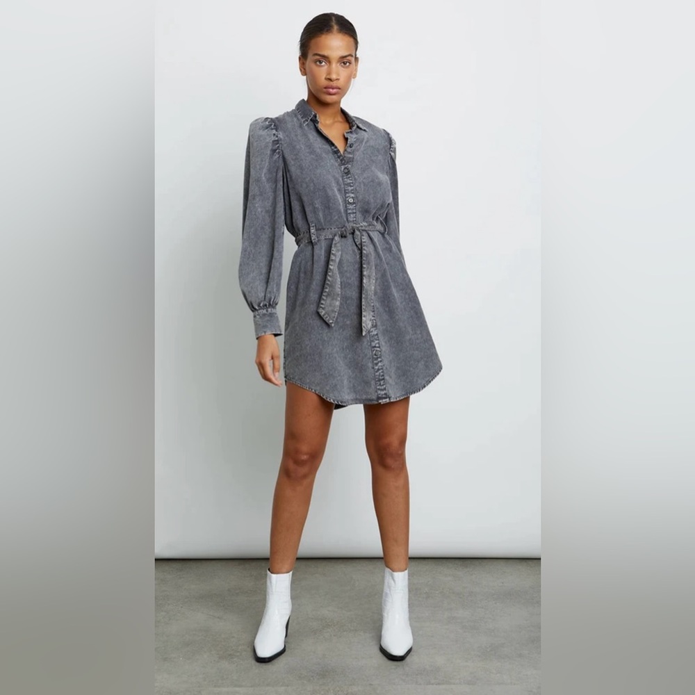 Rails Adele Black Acid Wash Button Down Dress Siz… - image 1
